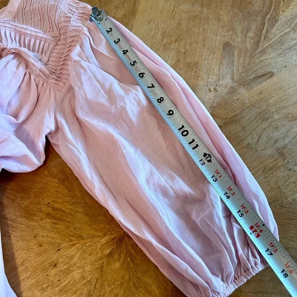 NWT Chenault Blouse. Feminine Boho Barbie pink peasant top with pintucks. Size M - Picture 9 of 13